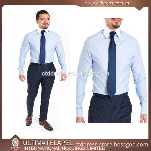 2016 New Arrival 100% Cotton Slim Fit White Shirt Collar Designs